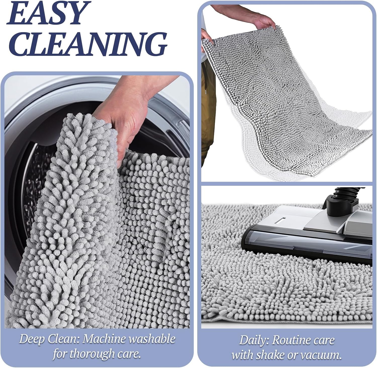 Ultra-Absorbent Muddy Paw Door Mat – Waterproof Chenille Dog Rug with Non-Slip Backing, Dirt Trapper for Entryway, 31" × 20", Navy Blue