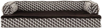 Orthopedic Dog Bed for Medium/Small Dogs W/ Removable Bolsters & Washable Cover, for Dogs up to 35 Lbs - Plush & Woven Decor Comfy Couch Sofa - Diamond Brown, Medium